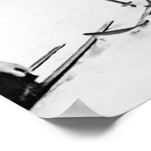 Victoriaans Vrouw Skiers, Zwart-wit  Poster (Hoek)