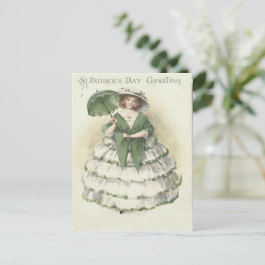  Victoriaans Vrouw St Patrick's Day Kaart (Staand voorkant)
