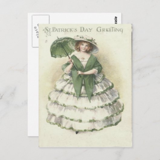 Victoriaans Vrouw St Patrick's Day Kaart (Voorkant / Achterkant)