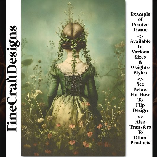 Victoriaans Vrouw van achteren, veld BE2 Decoupage Tissuepapier
