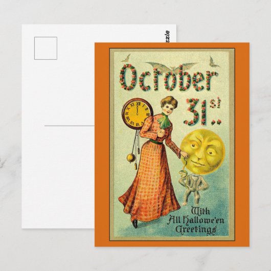 Victoriaans vrouw van  Halloween Greetings Briefkaart (Voorkant / Achterkant)