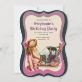 Victoriaans vrouw verjaardagsfeestje uitnodiging (Voorkant)