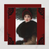 Victoriaans vrouw winterscène portret (Voorkant / Achterkant)