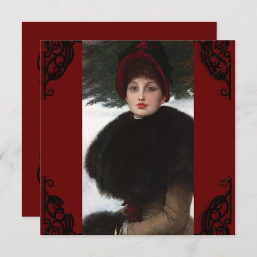 Victoriaans vrouw winterscène portret  (Voorkant / Achterkant)