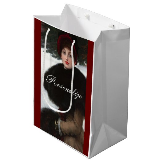 Victoriaans vrouw winterscène portret  medium cadeauzakje (Voorkant Gekanteld)