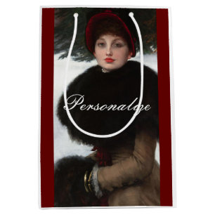Victoriaans vrouw winterscène portret medium cadeauzakje