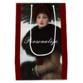 Victoriaans vrouw winterscène portret medium cadeauzakje (Achterkant)
