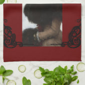 Victoriaans vrouw winterscène portret rood zwart theedoek (Gevouwen)