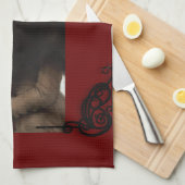 Victoriaans vrouw winterscène portret rood zwart theedoek (Quarter Fold)