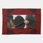 Victoriaans vrouw winterscène portret rood zwart theedoek (Horizontaal)