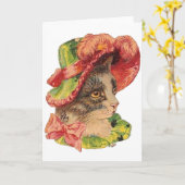 Victoriaans Vrouwelijke Kat in de Fancy Kaart van (Gele Bloem)