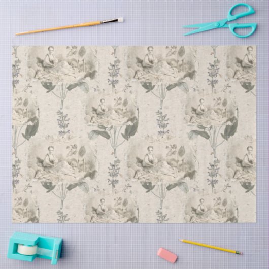  Victoriaans vrouwelijke kunstenaar Collage Tissuepapier (Craft)