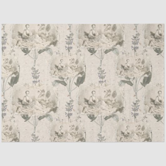  Victoriaans vrouwelijke kunstenaar Collage Tissuepapier (Voorkant)