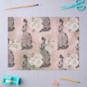 Victoriaans vrouwen en Rozen op de roze ontkoppeli Tissuepapier (Craft)