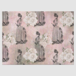 Victoriaans vrouwen en Rozen op de roze ontkoppeli Tissuepapier