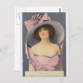Victoriaans vrouwen in paars briefkaart (Voorkant / Achterkant)