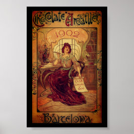 Victoriaans vrouwenchocoladereclame poster