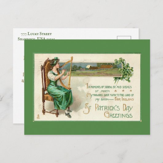 Victoriaans Vrouwendag St. Patrick Feestdagenkaart (Voorkant / Achterkant)