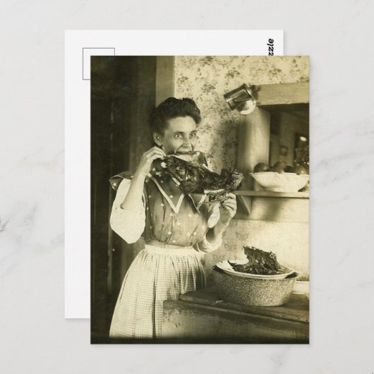  Victoriaans vrouwtjes die ribben eten Briefkaart (Voorkant / Achterkant)