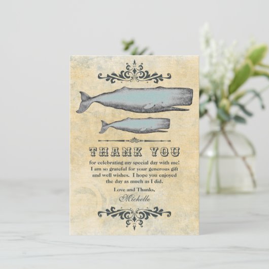 Victoriaans walvismam en kalfbedekking Bedankkaart (Staand voorkant)