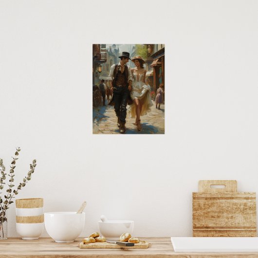 Victoriaans wandeling - Steampunk Elegance Waterve Poster (Keuken)