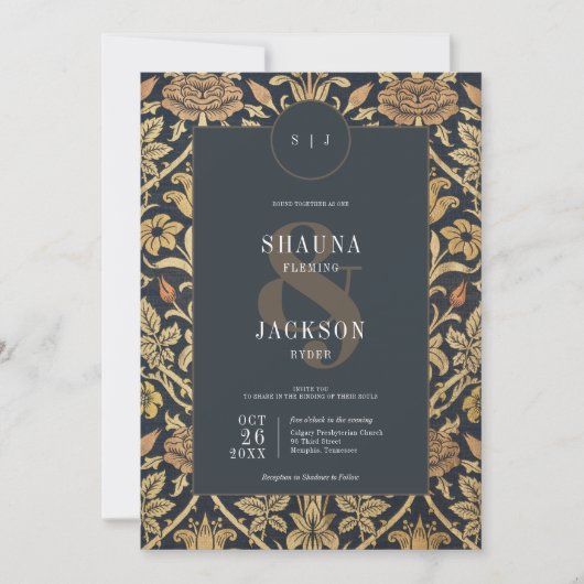 Victoriaans wandtapijt William Morris Floral Weddi Kaart (Voorkant)