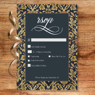 Victoriaans wandtapijt William Morris Floral Weddi RSVP Kaartje