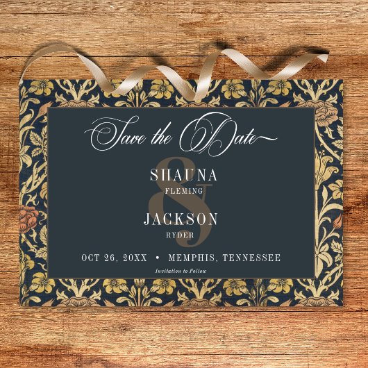 Victoriaans wandtapijt William Morris Floral Weddi Save The Date