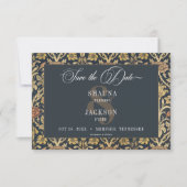 Victoriaans wandtapijt William Morris Floral Weddi Save The Date (Voorkant)
