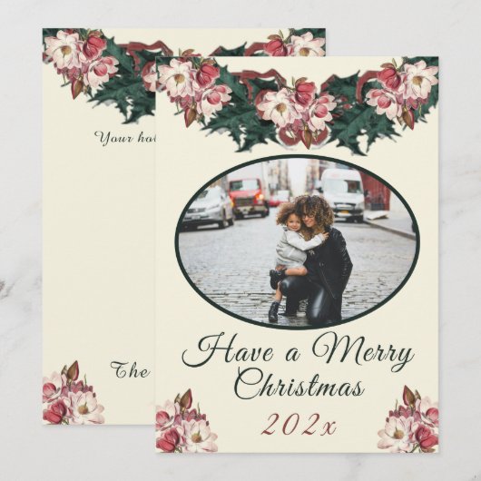  Victoriaans WatercoWatercolor foto floral Feestdagenkaart (Voorkant / Achterkant)