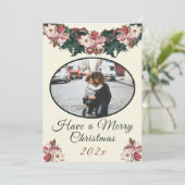  Victoriaans WatercoWatercolor foto floral Feestdagenkaart (Staand voorkant)