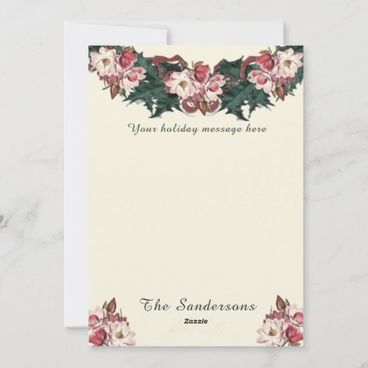 Victoriaans WatercoWatercolor foto floral Feestdagenkaart (Achterkant)