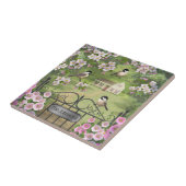 Victoriaans waterhouse Chickadees Flowers Tegeltje (Zijkant)