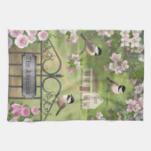 Victoriaans waterhouse Chickadees Flowers Theedoek (Horizontaal)