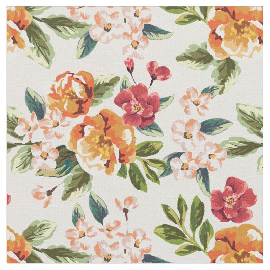  Victoriaans Waterverf Floral Pattern Stof (Close Up)