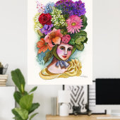 Victoriaans Waterverf van Vloerdame Poster (Thuiskantoor)