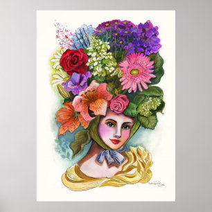 Victoriaans Waterverf van Vloerdame Poster