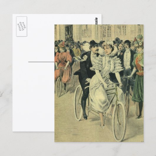 Victoriaans weddenschappen en fietsen van de Pas g Briefkaart (Voorkant / Achterkant)