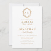 Victoriaans Wedding Crest Invitation Kaart (Voorkant)
