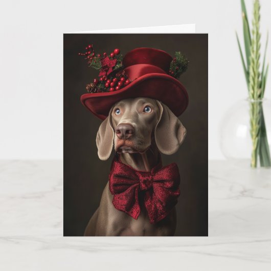 Victoriaans Weimaraner kerst Feestdagen Kaart (Voorkant)