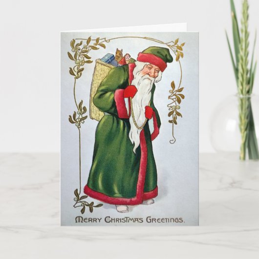 Victoriaans 'Weird Santa'-feestkaart Feestdagen Kaart (Voorkant)