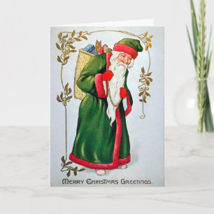 Victoriaans 'Weird Santa'-feestkaart Feestdagen Kaart
