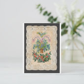 Victoriaans Wenskaart 1870 van het Nieuwjaar van Feestdagenkaart (Staand voorkant)