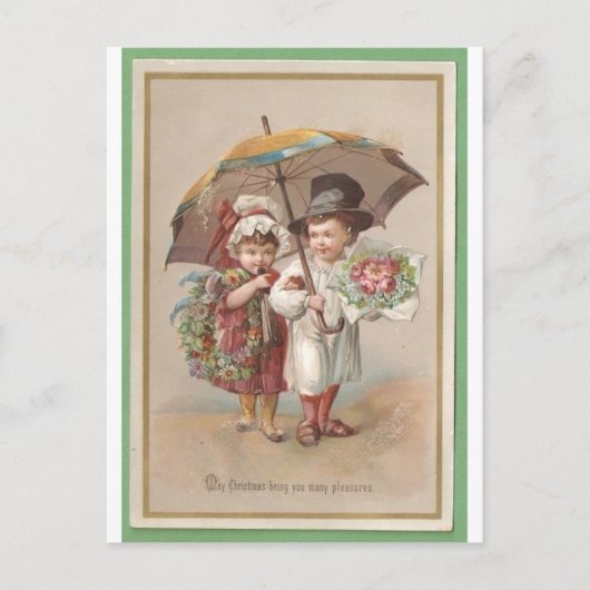 Victoriaans Wenskaart Christams 1885 Briefkaart (Voorkant)