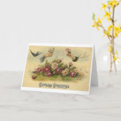 Victoriaans Wenskaart Kaart (Gele Bloem)