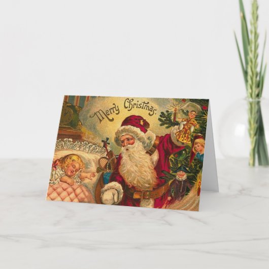 Victoriaans Wenskaart kerstdromen Feestdagen Kaart (Voorkant)