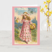 Victoriaans Wenskaart met beste wensen Kaart (Gele Bloem)