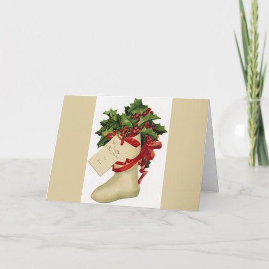 Victoriaans Wenskaart voor kerststooking Feestdagen Kaart (Voorkant)