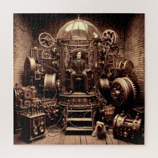 Victoriaans Wetenschapper ~ Steampunk Tijdmachine Legpuzzel (Verticaal)