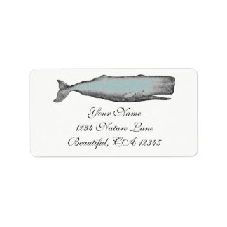 Victoriaans Whale Black, wit strand adres Etiket
